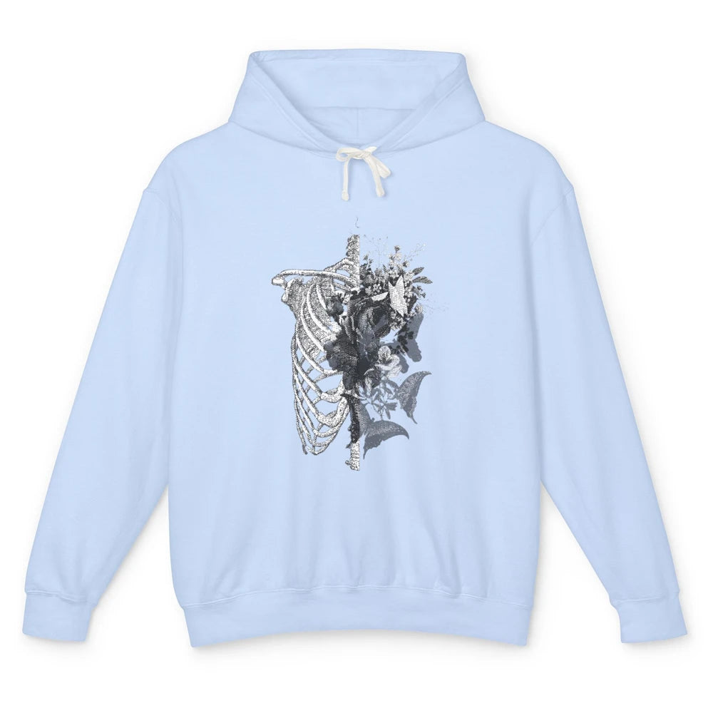 Skeleton Plants Nature Art Garden Skull Vegetable Gardening Unisex Lightweight Hoodie