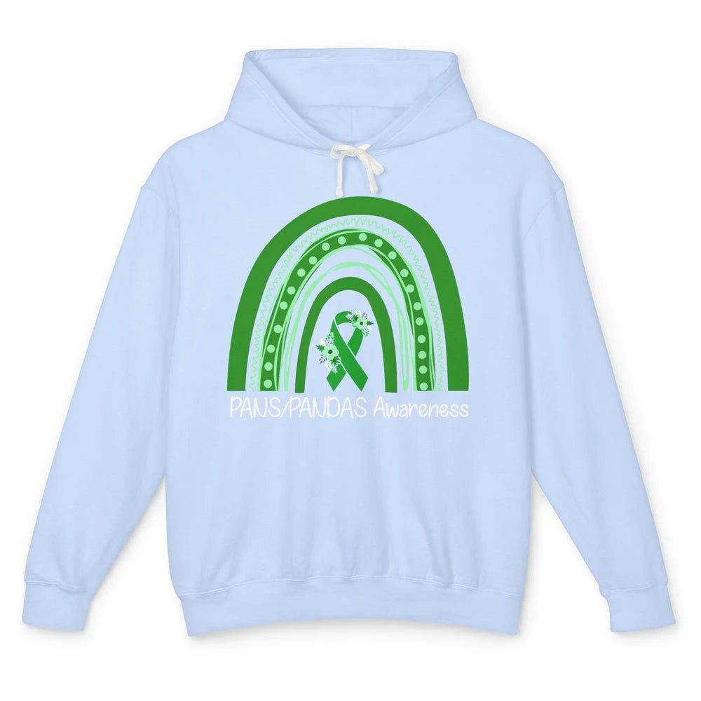 PANS/PANDAS Awareness Floral Green Ribbon Rainbow Pans Unisex Lightweight Hoodie