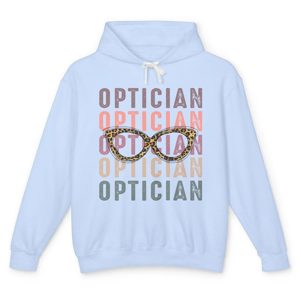 Retro Optometrist Leopard Eyeglasses Optician Ophthalmology Unisex Lightweight Hoodie