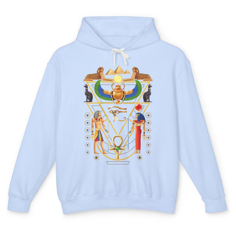 Cool Ancient Egyptian Culture Scarab Artifact Ankh Horus Eye Unisex Lightweight Hoodie