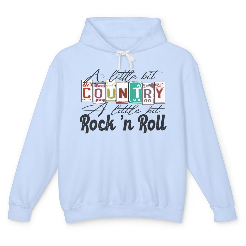 Retro A Little Bit Country A Little Bit Rock n Roll Western Unisex Lightweight Hoodie