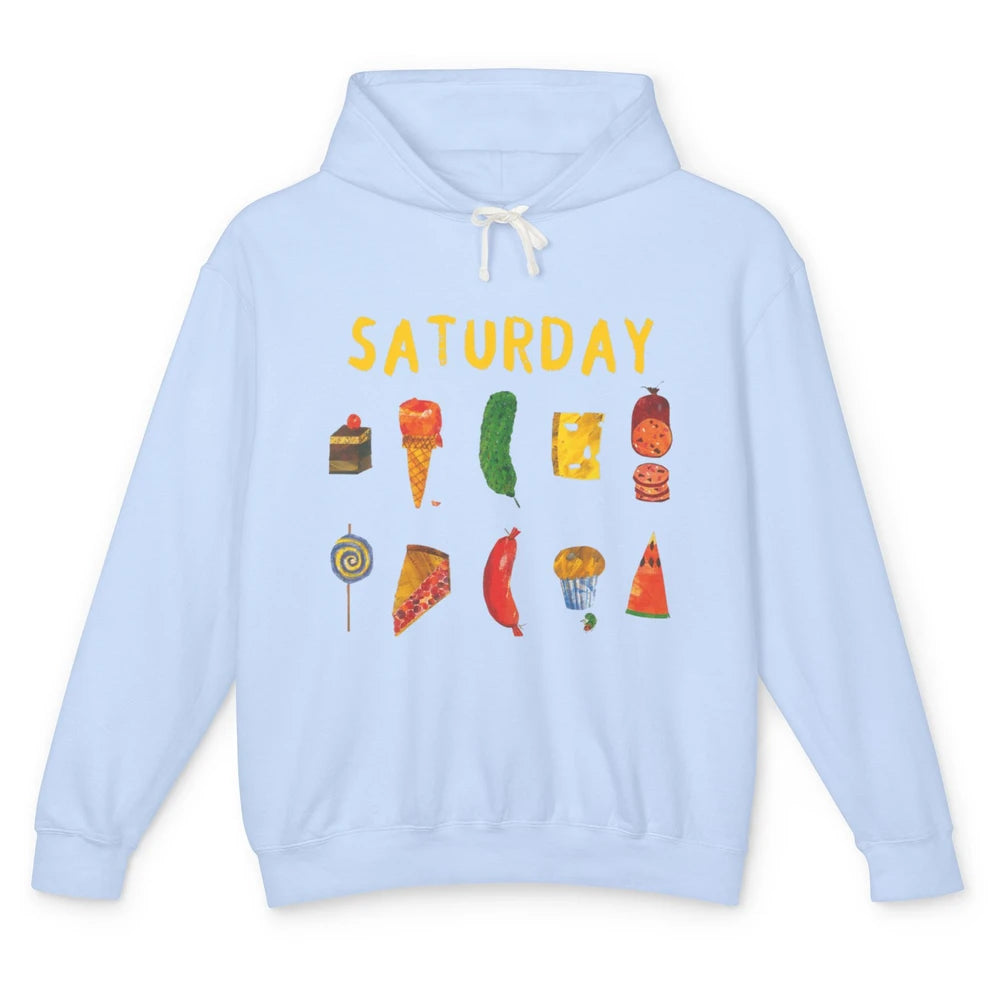 Funny Hungry Caterpillars Saturday Fruit Vegan Vegetable Pun Unisex Lightweight Hoodie