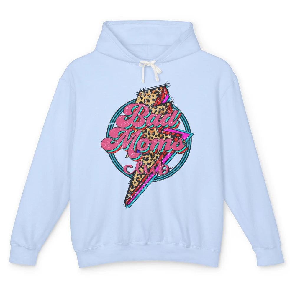 Leopard Proud Member Of Bad Moms Club Lightning Bolt Western Unisex Lightweight Hoodie