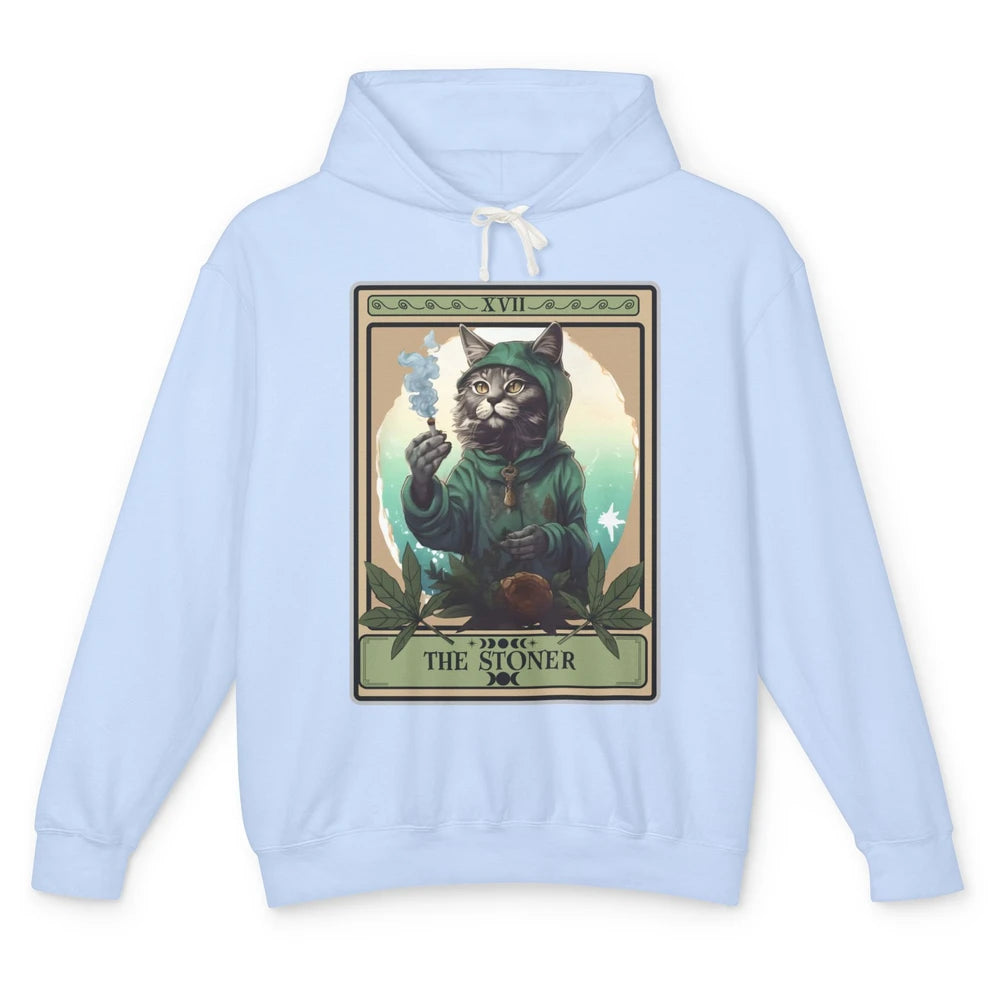 Vintage The Stoner Cat Tarot Card Weed Cannabis Marijuana Unisex Lightweight Hoodie