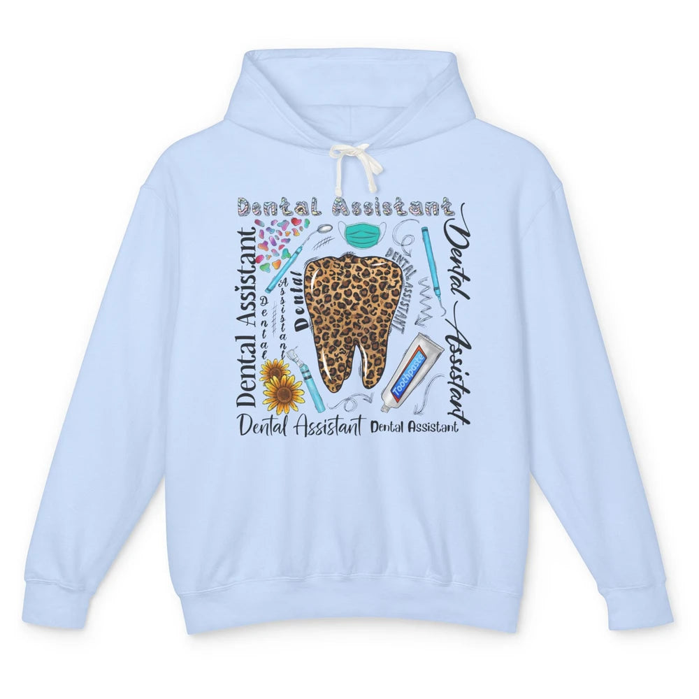 Dental Assistant Tooth Leopard Dentist Life Sunflower Nurse Unisex Lightweight Hoodie