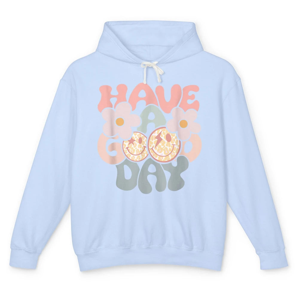 Smiling Face Daisy Have Good Day Retro Positive Motivation Unisex Lightweight Hoodie