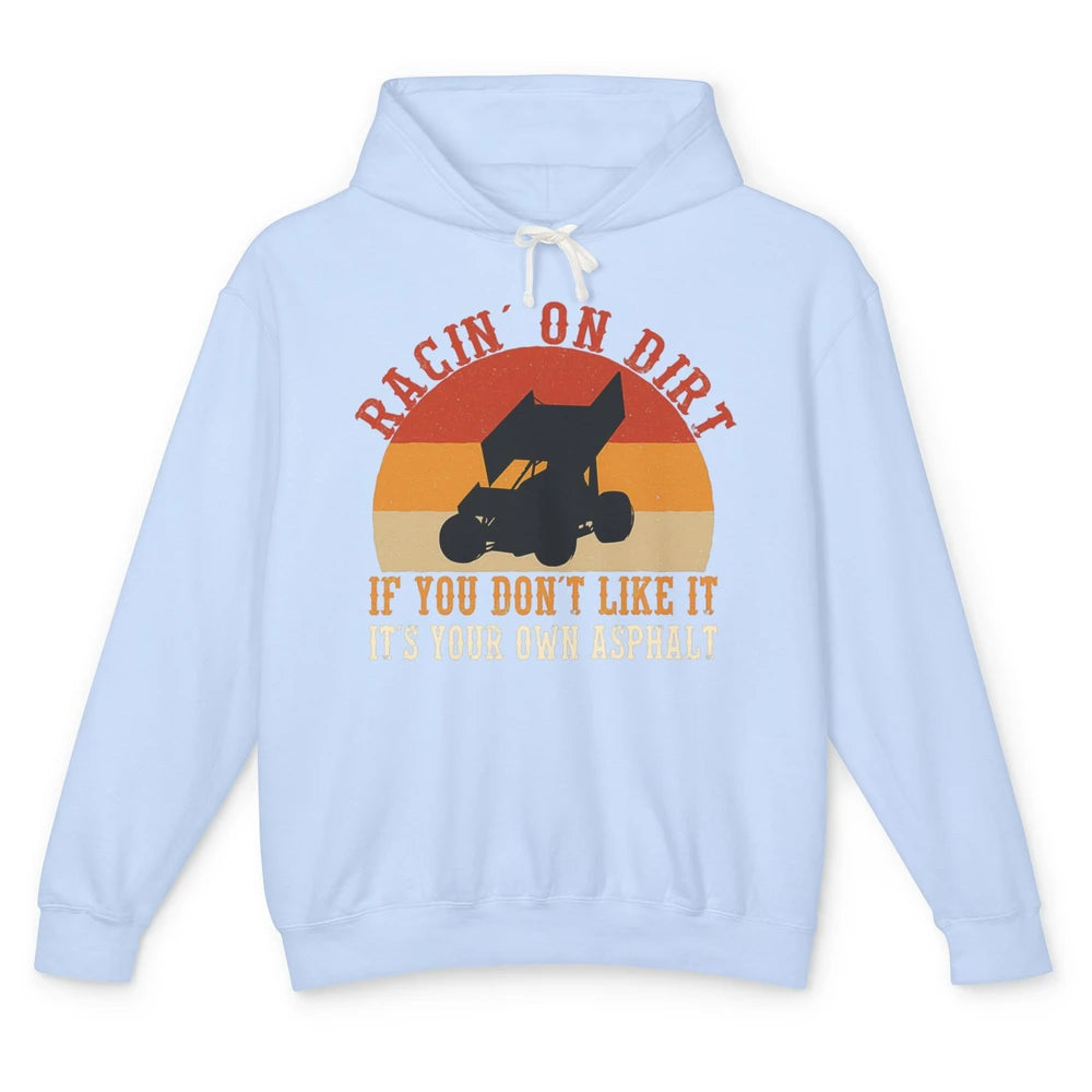 Racing On Dirt Truck Sprint Car Retro Race Track Vintage Unisex Lightweight Hoodie