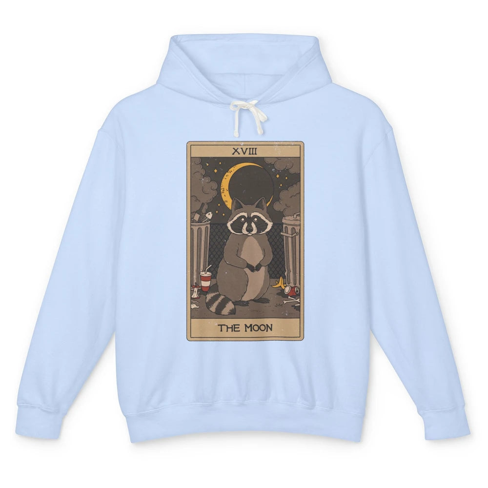 The Moon Raccoon Tarot Card Vintage Opossum Trashed Panda Unisex Lightweight Hoodie