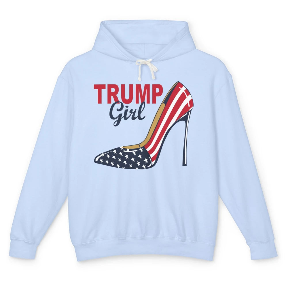 Trump Girl American Flag High Heels Republican Trump Support Unisex Lightweight Hoodie