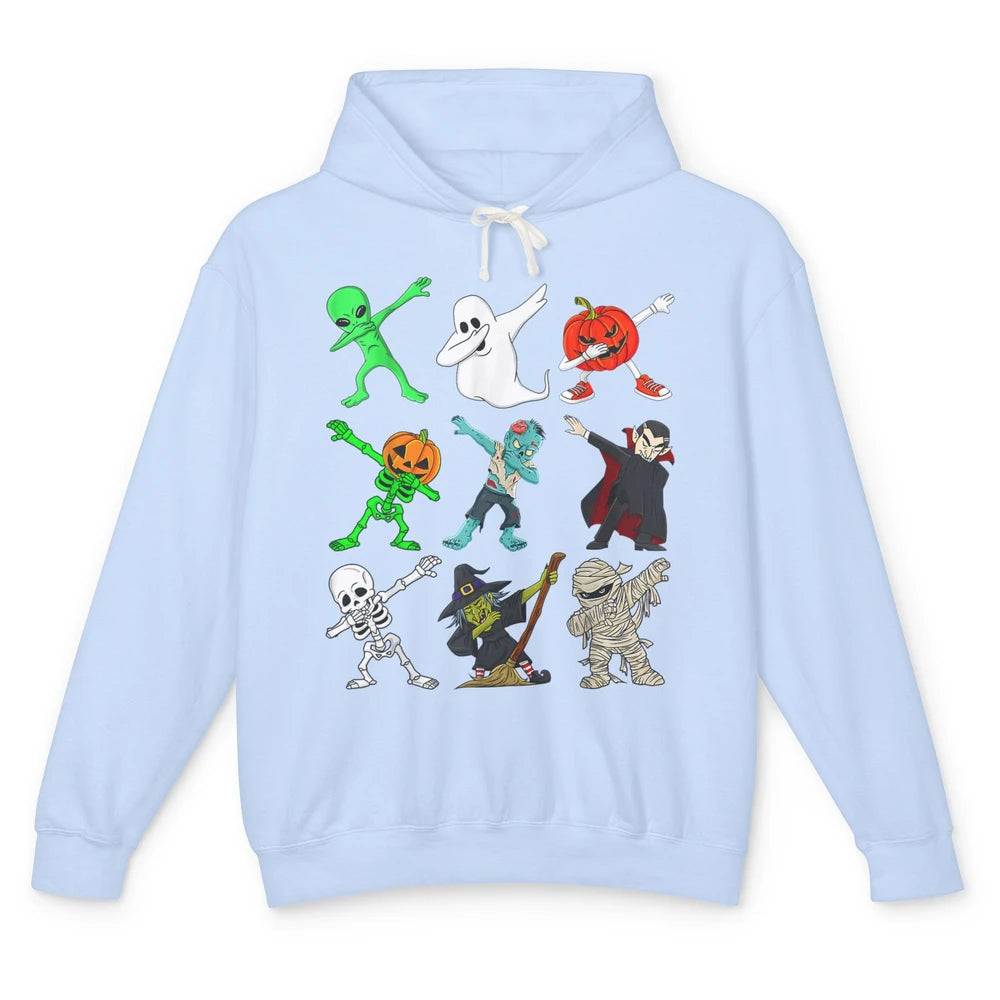 Funny Dabbing Skeleton Witch Monster Halloween Spooky Party Unisex Lightweight Hoodie