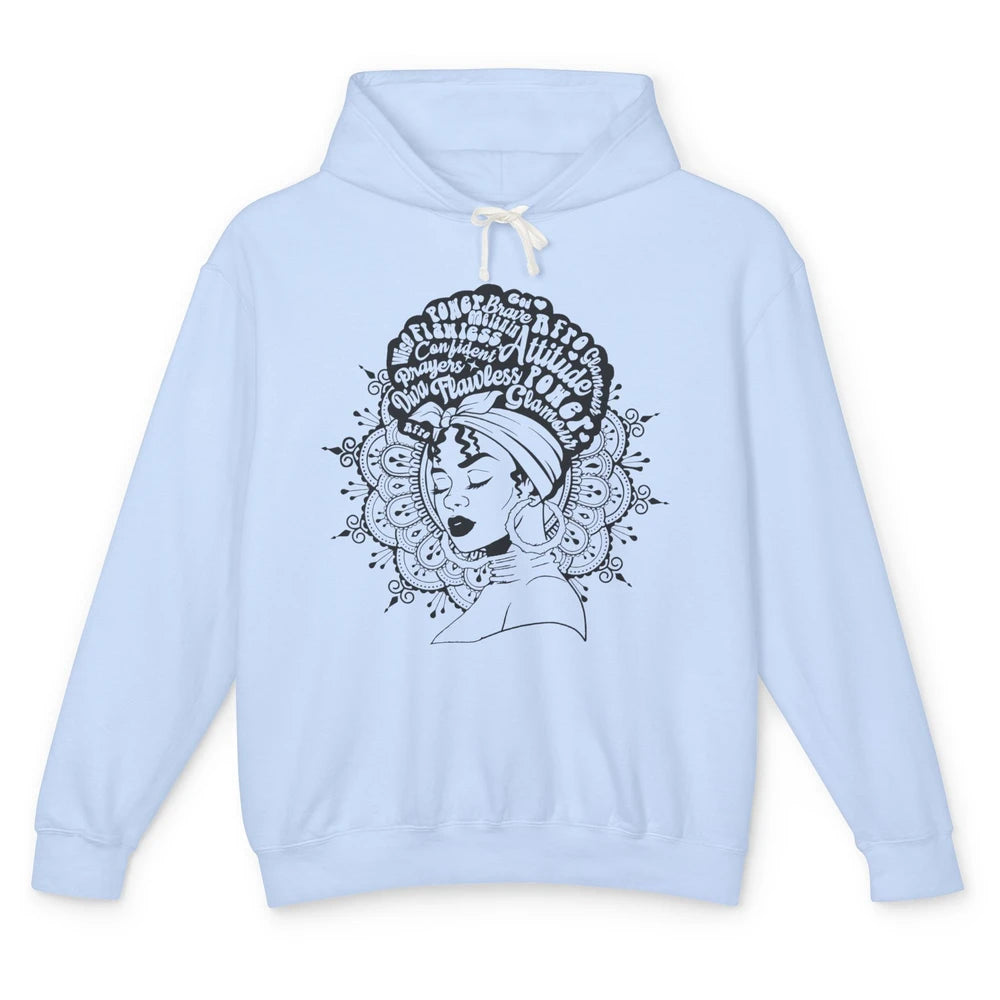 Afro Melanin Woman Turban Hair Quotes African American Woman Unisex Lightweight Hoodie