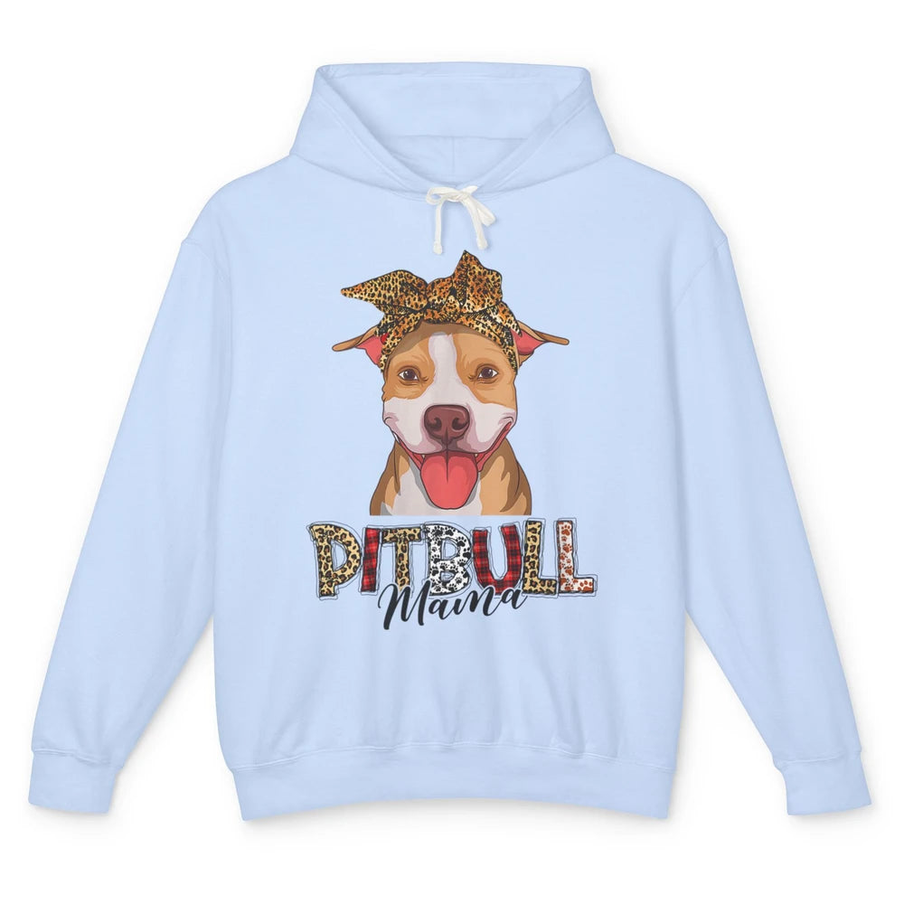 Cute Pitbull Mama Leopard Mothers Day Funny Pittie Women Dog Unisex Lightweight Hoodie