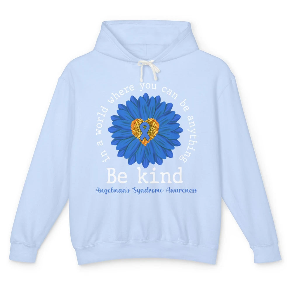 Angelman's Syndrome Awareness Blue Ribbon Sunflower Be Kind Unisex Lightweight Hoodie