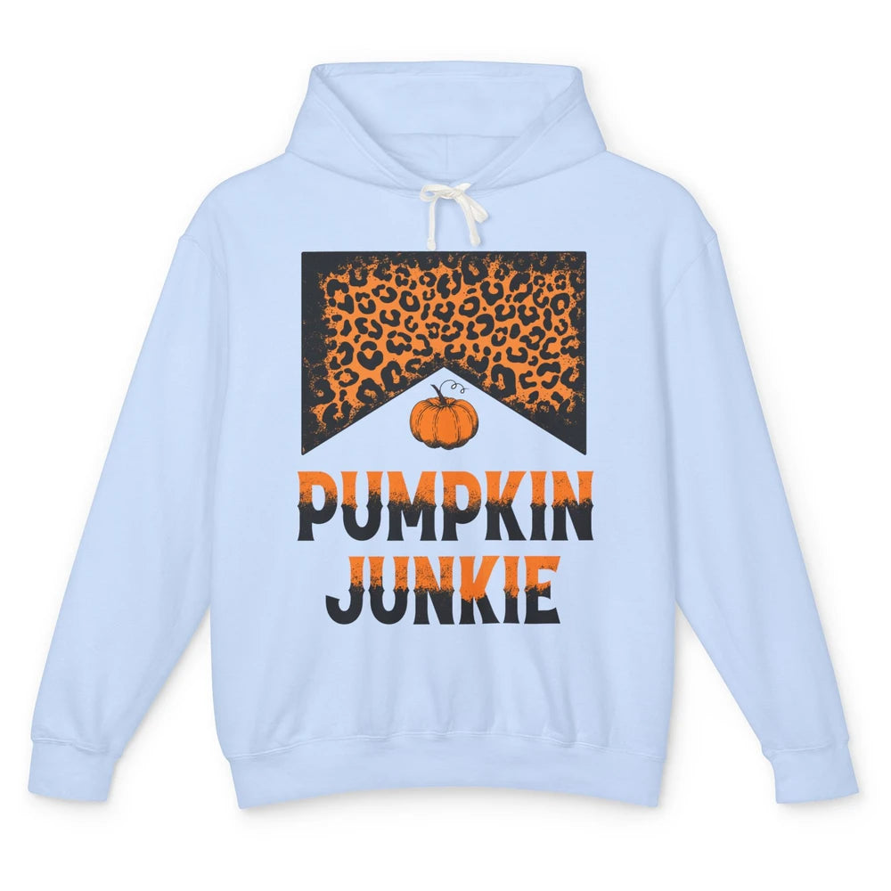 Retro Pumpkin Junkie Leopard Thanksgiving Western Country Unisex Lightweight Hoodie