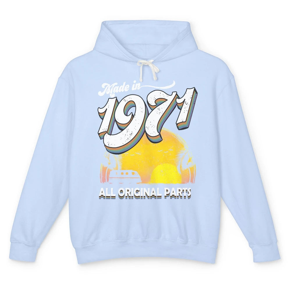 Vintage Born in 1971 All Original Parts 50th Birthday Gift Unisex Lightweight Hoodie