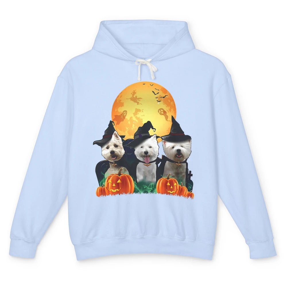 Westie Witch Pumpkin Jack-o-lantern Halloween Dog Mom Gift Unisex Lightweight Hoodie