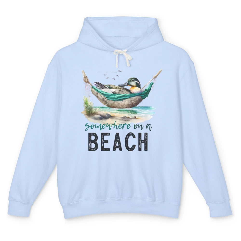 Mallard Duck Somewhere On A Beach Funny Duck Hunting Summer Unisex Lightweight Hoodie