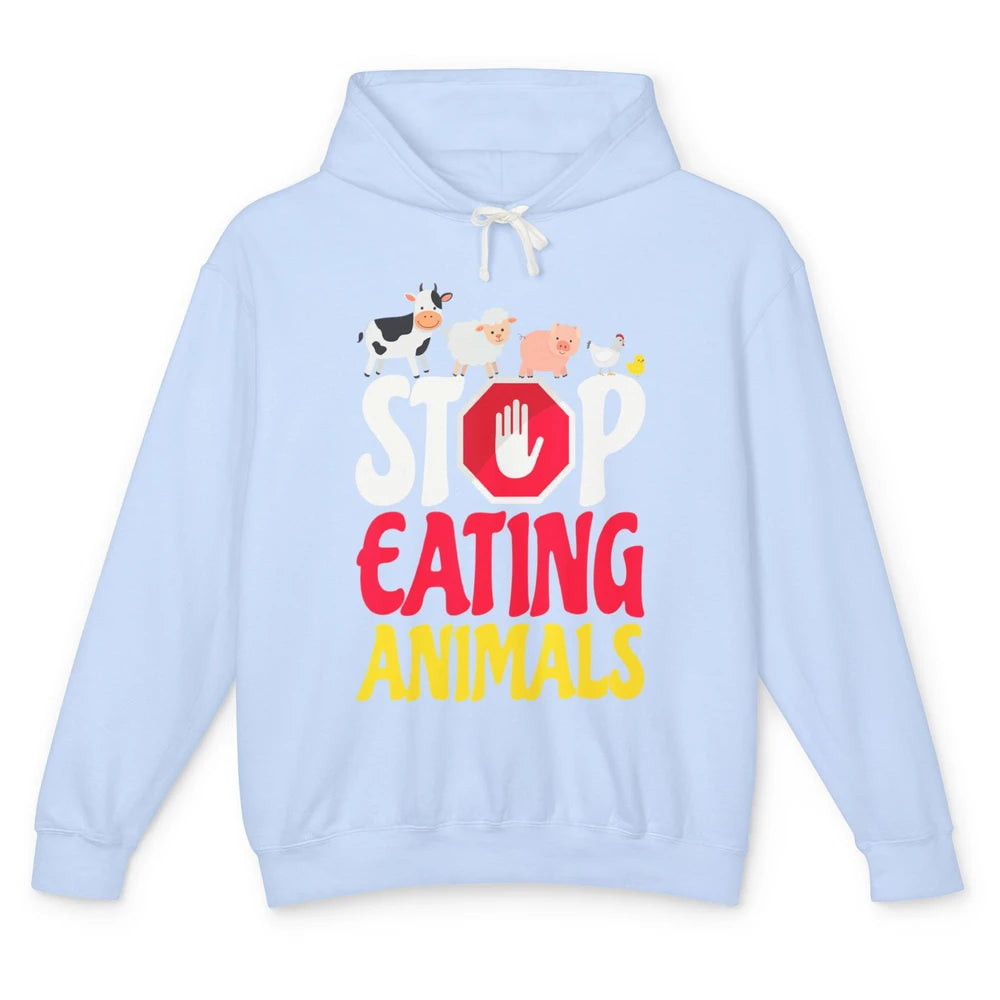 Stop Eating Animal Vegetable Minimal Vegan Healthy Lifestyle Unisex Lightweight Hoodie