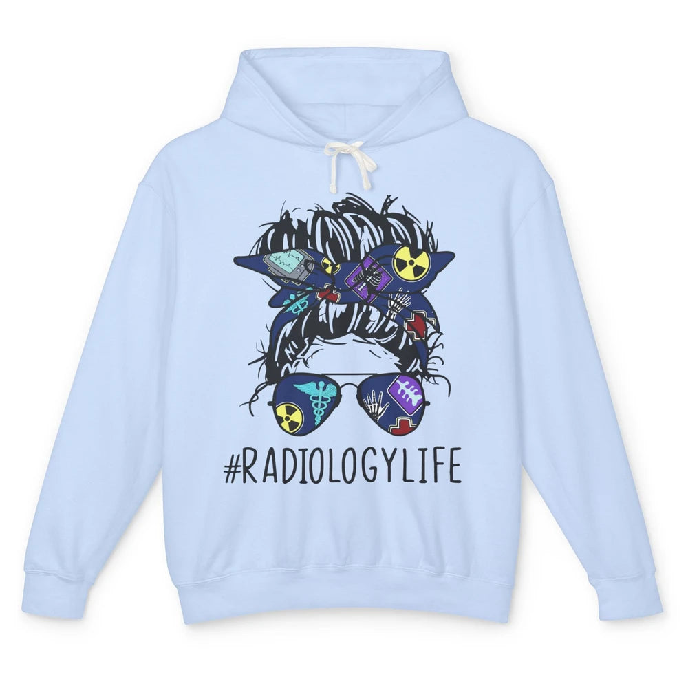 Radiology Life Radiologist Messy Bun Bandana X-Ray Tech Unisex Lightweight Hoodie