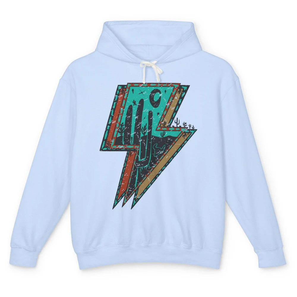 Desert Night Turquoise Lightning Bolt Western Country Girl Unisex Lightweight Hoodie