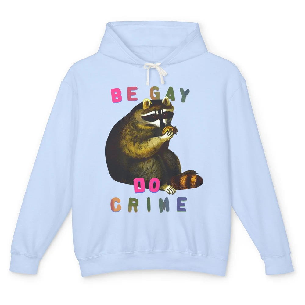 Funny Raccoon Be Gay Do Crime Rainbow LGBTQ Pride Gay Racoon Unisex Lightweight Hoodie