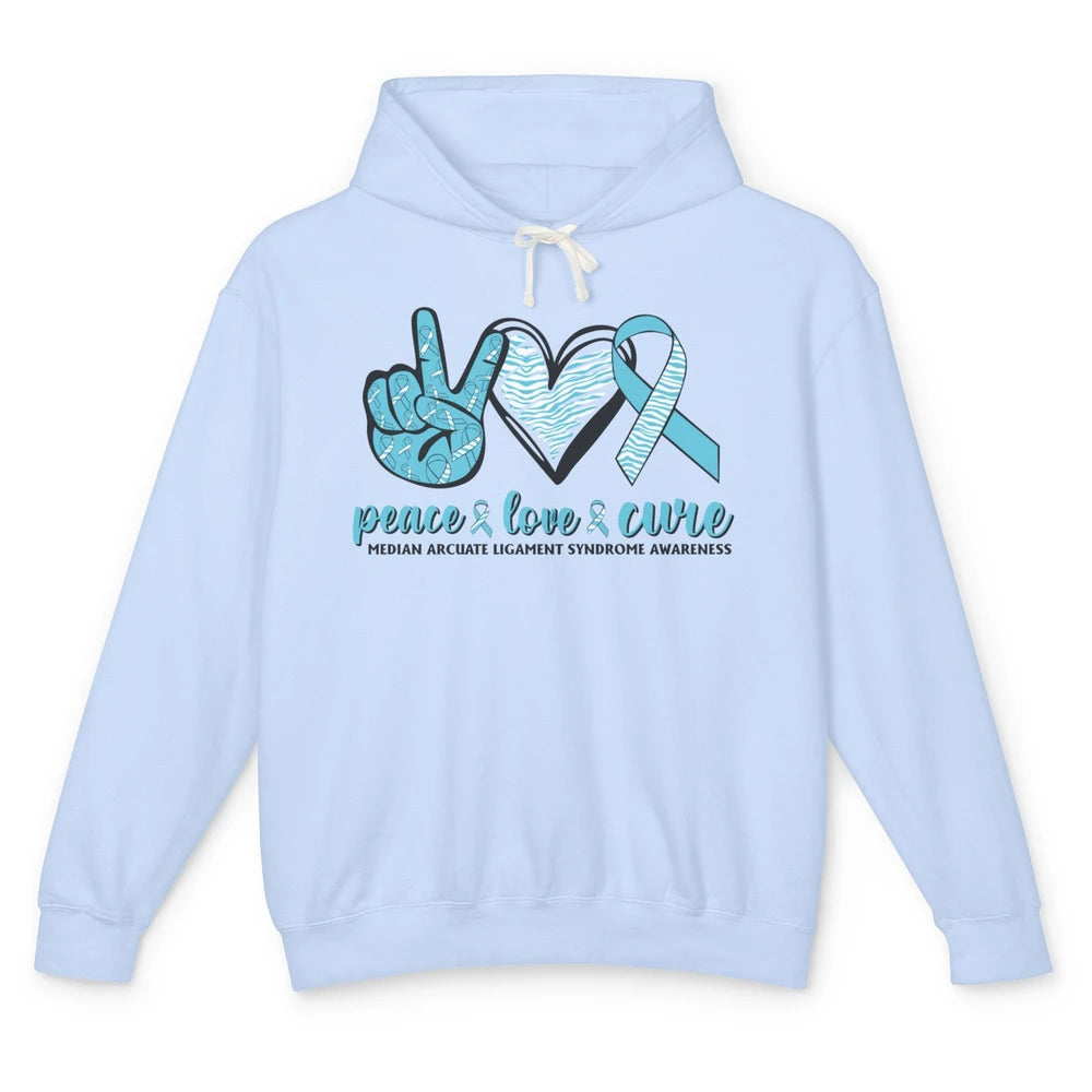 Median Arcuate Ligament Syndrome MALS Ribbon Peace Love Cure Unisex Lightweight Hoodie