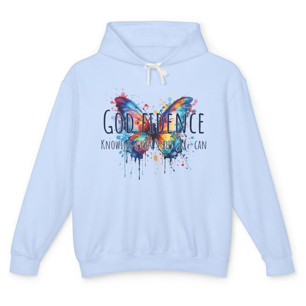 Christian God Fidence Know I Can't But He Can Inspirational Unisex Lightweight Hoodie