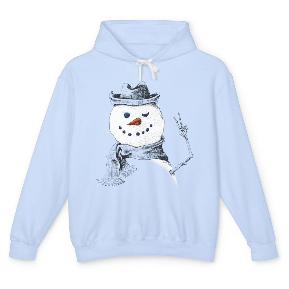 Snowman Peace Sign Christmas Snow Frosty Winter Xmas Gift Unisex Lightweight Hoodie