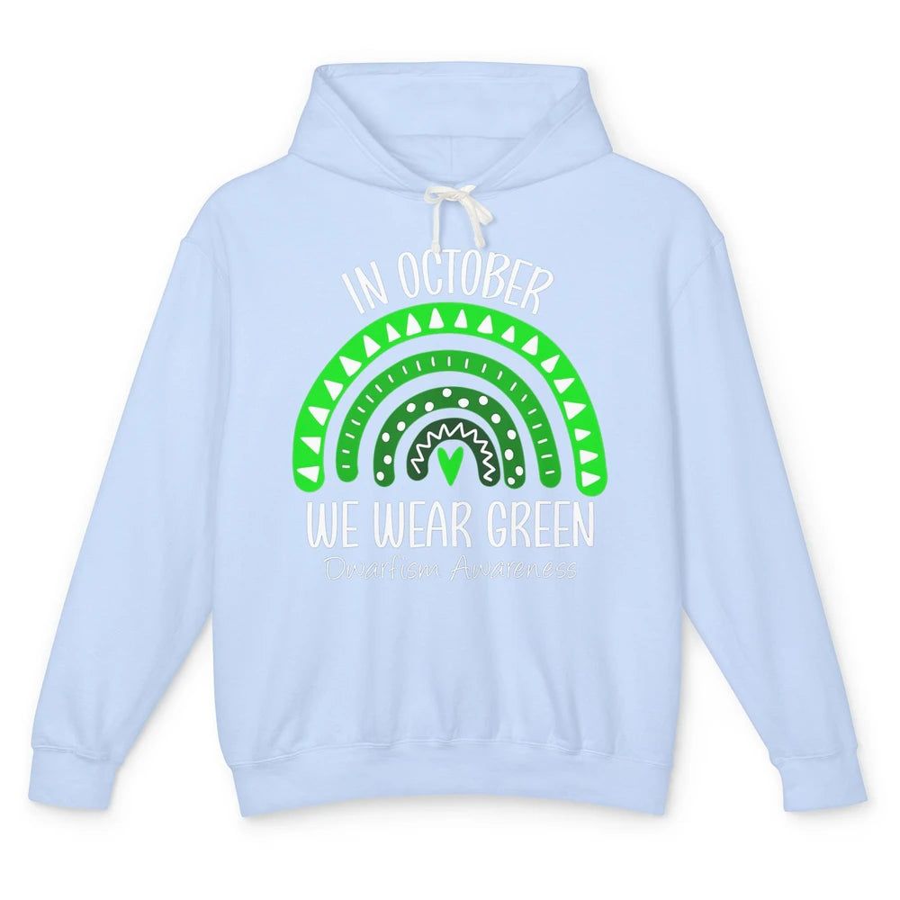 Dwarfism Awareness Month In October Wear Green Heart Rainbow Unisex Lightweight Hoodie