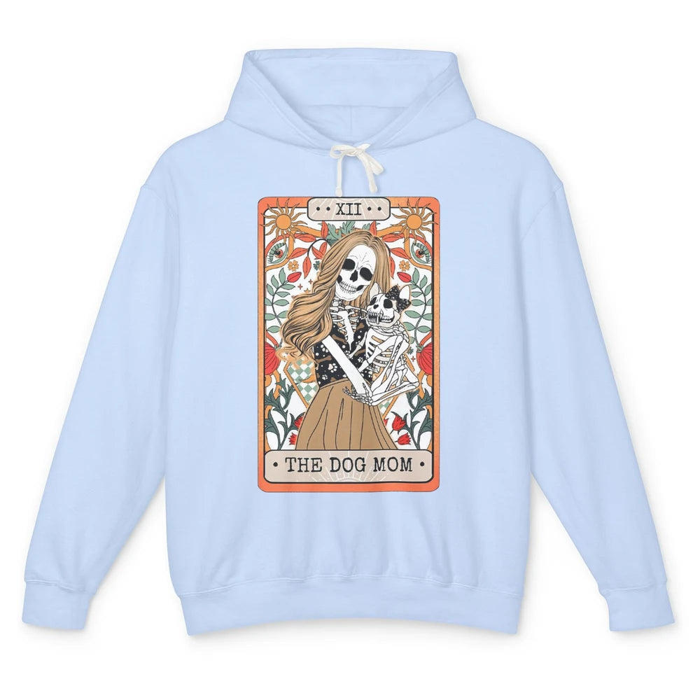 Retro Skeleton Tarot Card The Dog Mom Halloween Dog Lovers Unisex Lightweight Hoodie