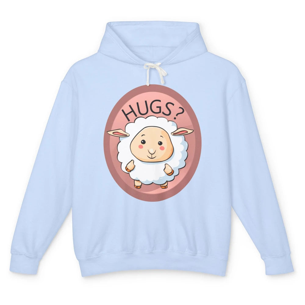 Cute Hugs Baby Sheep Shepherd Lamb Farm Animal Farmer Kawaii Unisex Lightweight Hoodie