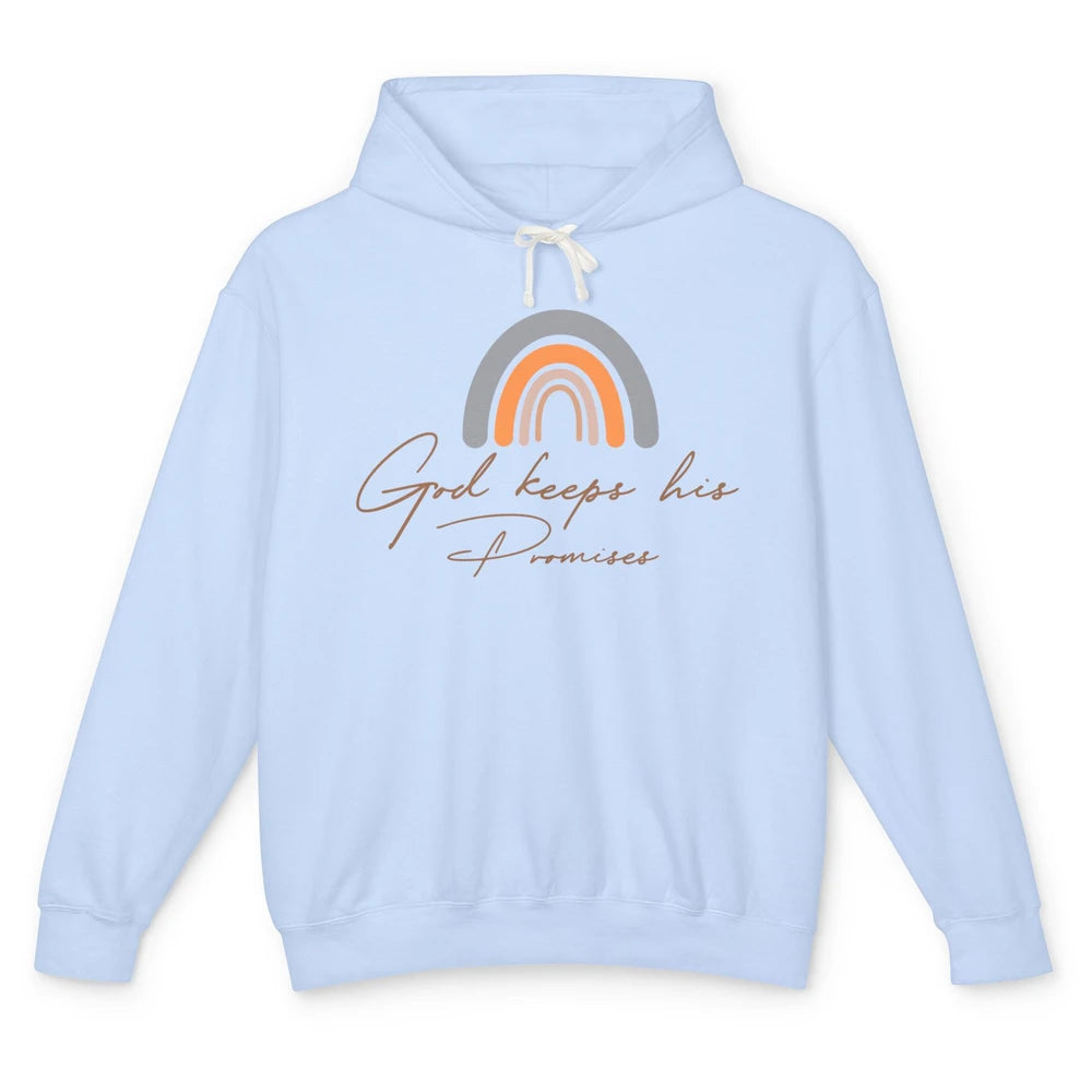 Boho Rainbow God Keeps His Promises Christian Religious Unisex Lightweight Hoodie