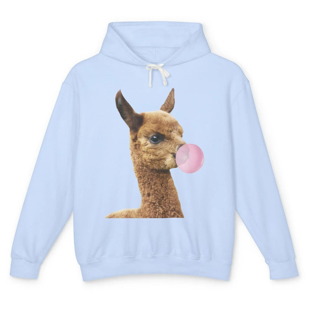 Funny Llama Alpaca Bubble Gum Animal Farmers Life Gift Unisex Lightweight Hoodie