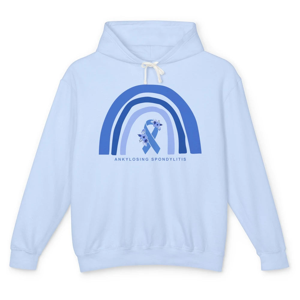 Ankylosing Spondylitis Awareness Support Floral Blue Ribbon Unisex Lightweight Hoodie