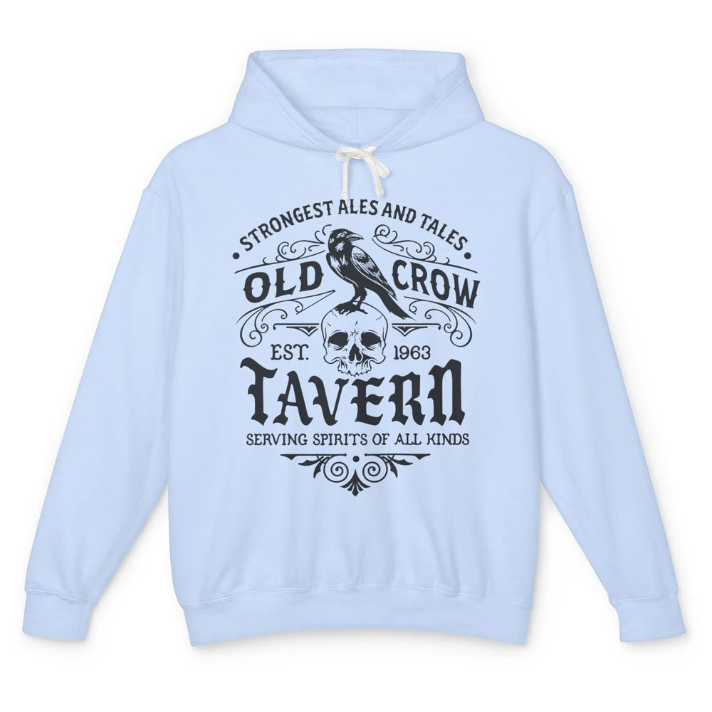 Retro Halloween Black Crow Old Crow Tavern Est 1693 Magic Unisex Lightweight Hoodie