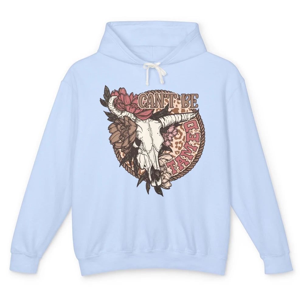 Floral Boho Bull Skull Can't Be Tamed Desert Western Country Unisex Lightweight Hoodie