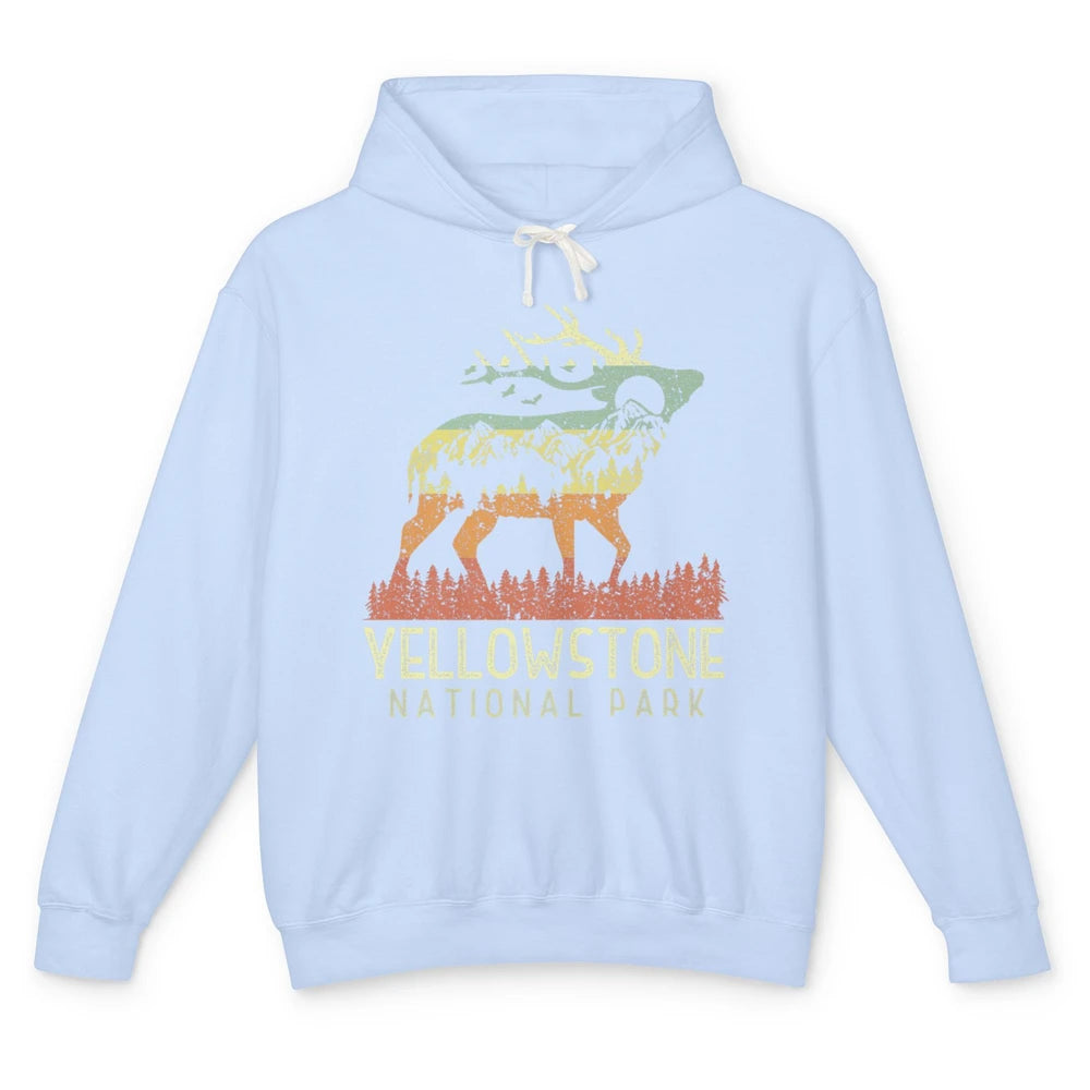 Yellowstone National Park Reindeer Mountains Vintage Outdoor Unisex Lightweight Hoodie