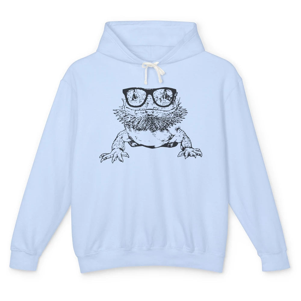 Funny Bearded Dragon Cute Reptile Lizard Nerdy Glass Animal Unisex Lightweight Hoodie