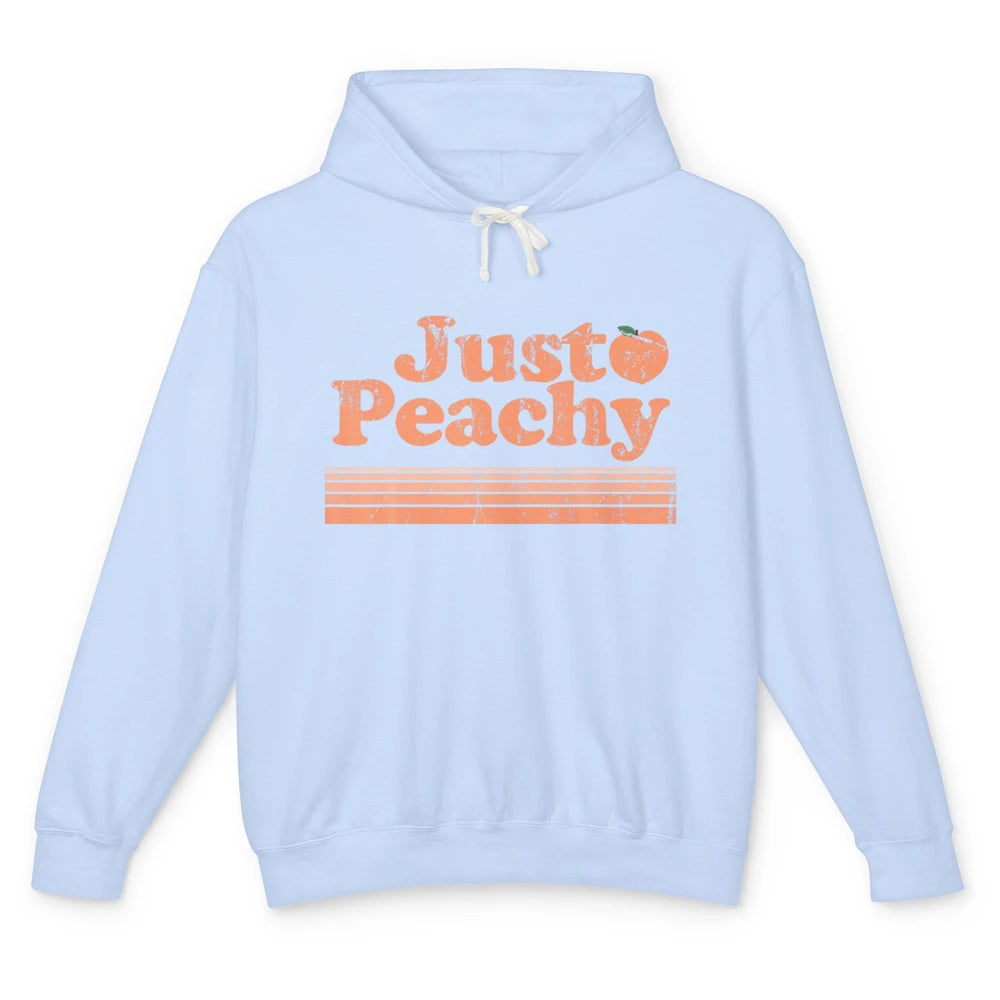 Just Peachy Retro 70s Georgia Peaches Summer Fruit Vegan Unisex Lightweight Hoodie