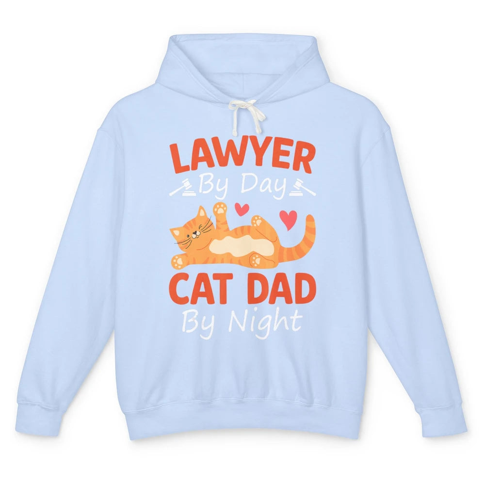 Funny Lawyer By Day Cat Dad By Night Pet Owner Joke Father Unisex Lightweight Hoodie