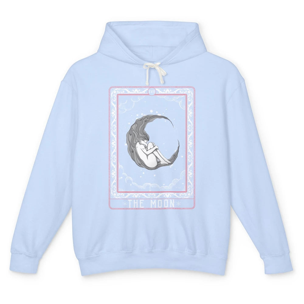 The Moon Tarot Card Fortune Teller Card Reader Goth Mystical Crescent Unisex Lightweight Hoodie