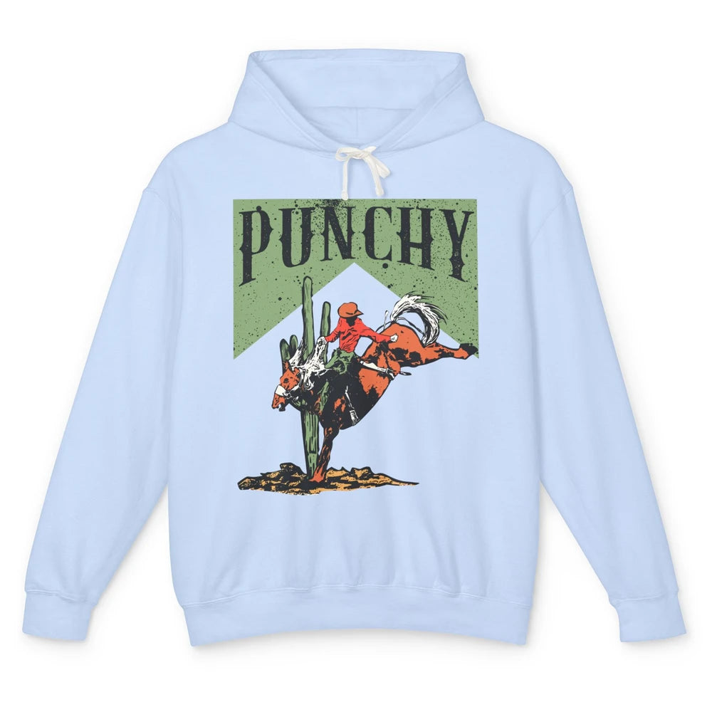 Retro Cowboy Rodeo Punchy Bucking Horse Western Country Unisex Lightweight Hoodie