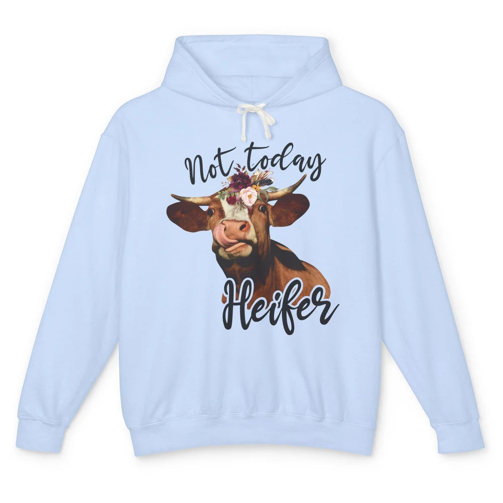 Funny Floral Cow Not Today Heifer Farmers Castle Farming Unisex Lightweight Hoodie