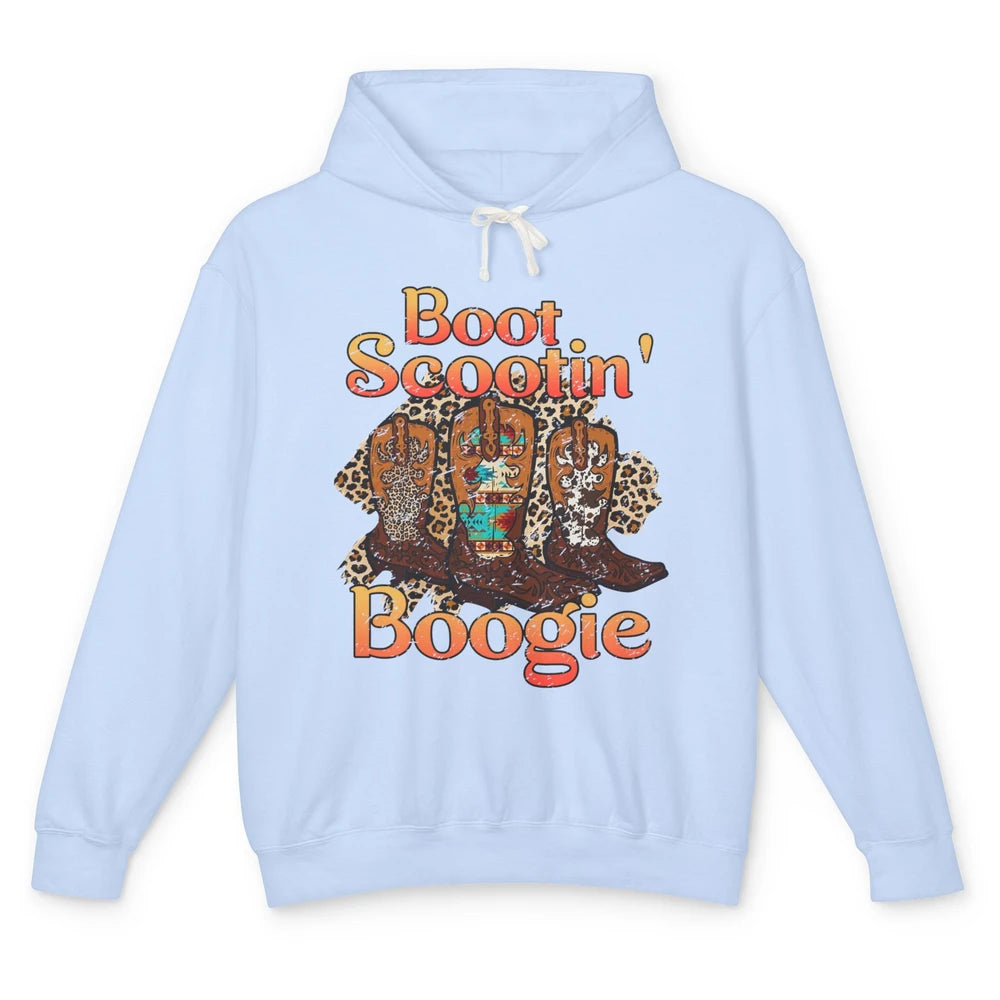 Leopard Cowboy Boots Scooting Boogie Western Country Cowgirl Unisex Lightweight Hoodie