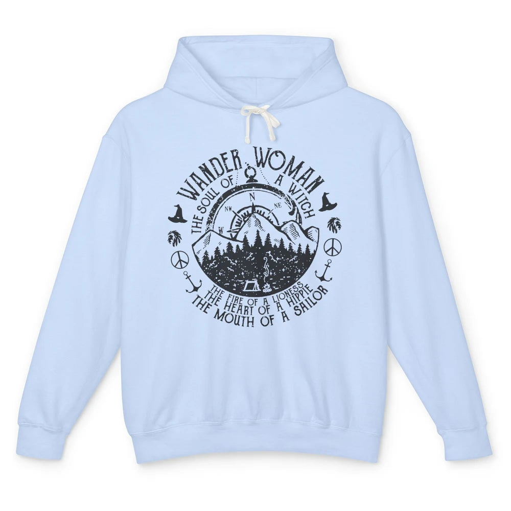 Retro Soul Of A Witch Wander Woman Compass Hiking Camping Unisex Lightweight Hoodie