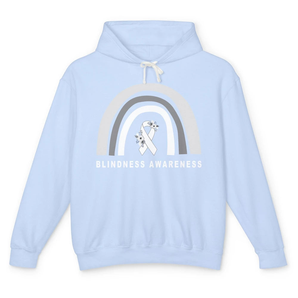 Blindness Awareness Floral White Gray Ribbon Blind Support Unisex Lightweight Hoodie