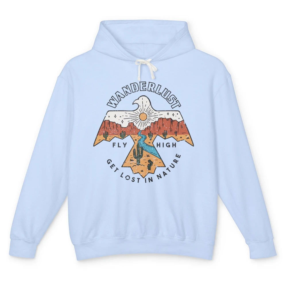 Vintage Eagle Desert Wanderlust Get Lost In Nature Outdoor Unisex Lightweight Hoodie