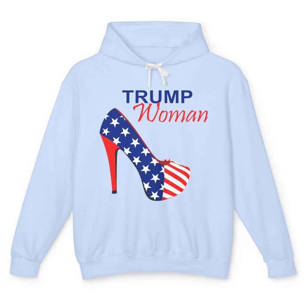 Trump Woman American Flag High Heel Republican Trump Support Unisex Lightweight Hoodie