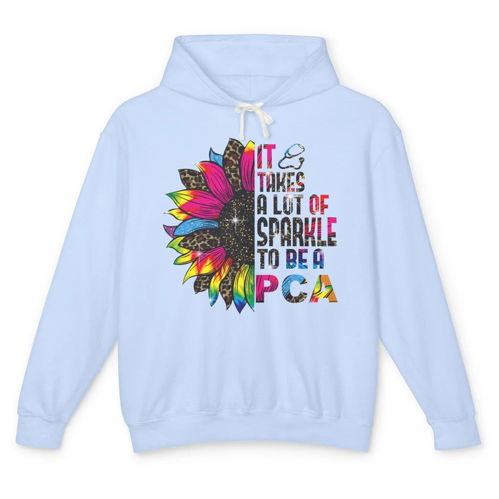 Leopard Sunflower Patient Care It Takes Sparkle To Be A PCA Unisex Lightweight Hoodie