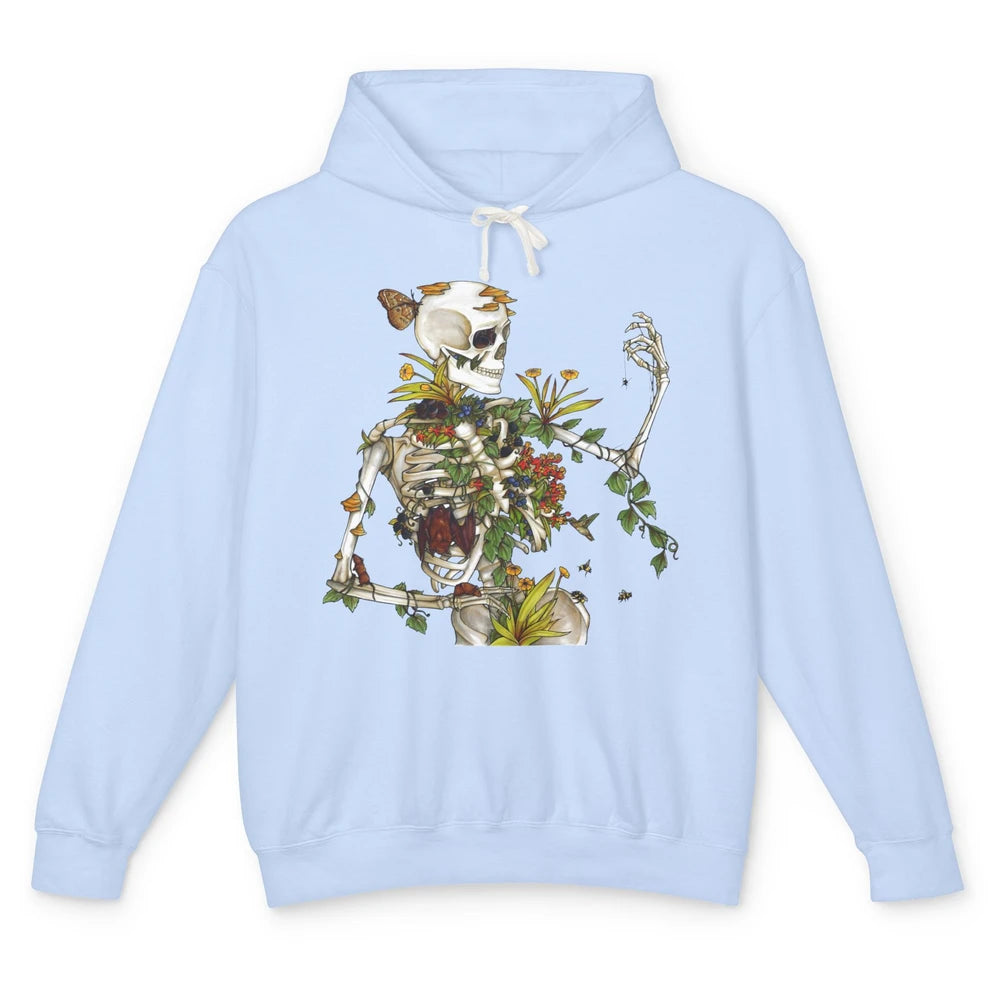 Skeleton Plant Bones and Botany Gardening Plant Lovers Unisex Lightweight Hoodie